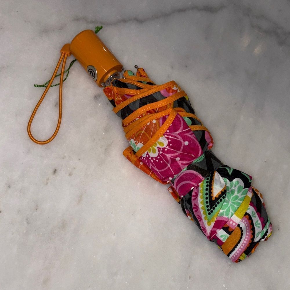 Vera Bradley Automatic Mini Umbrella Ziggy Zinnia Print NWOT